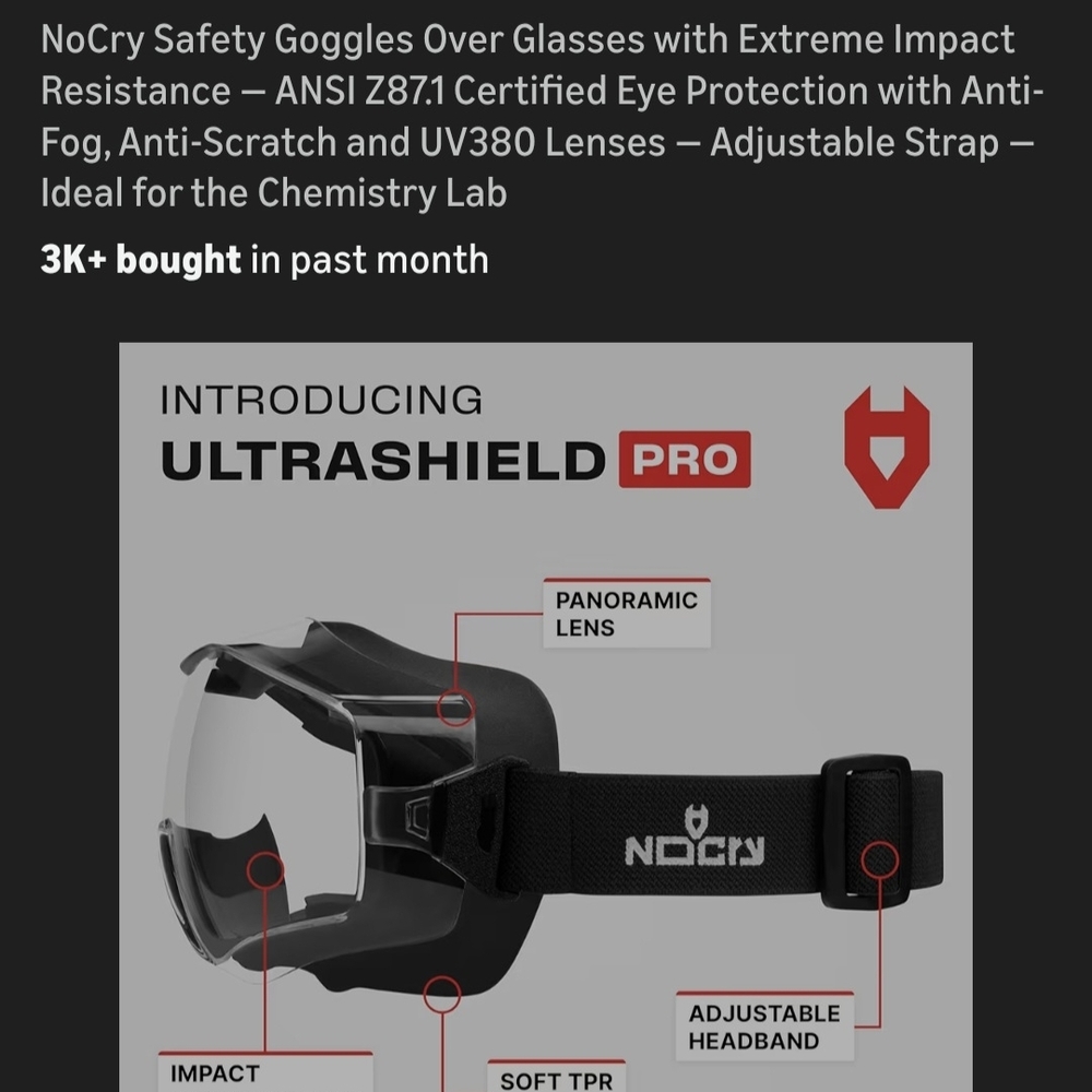 NoCry Safety Goggles with Adjustable Strap